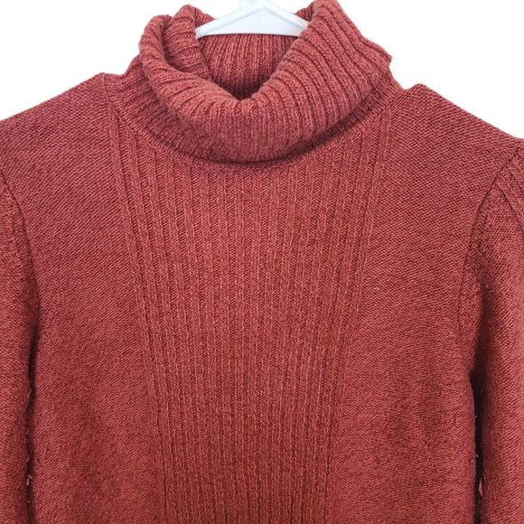 Sundance Womens M Orange Cotton Silk Blend Long Sleeves Turtleneck Sweater - Picture 2 of 8